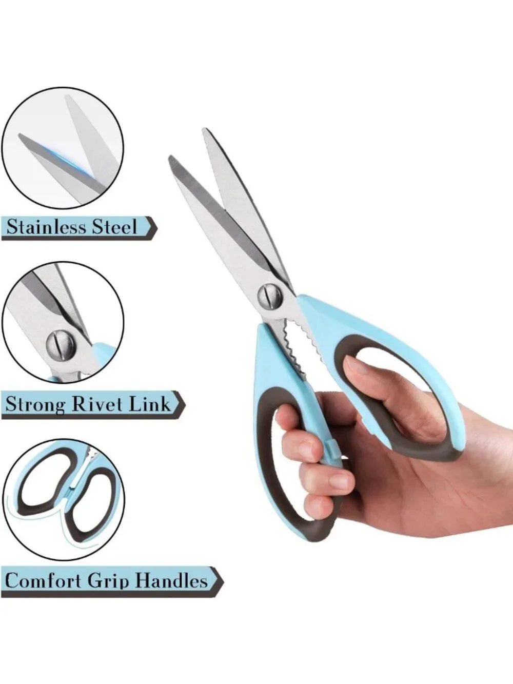 All-Purpose Heavy Duty Kitchen Scissors & Utensils Set - Stainless Steel